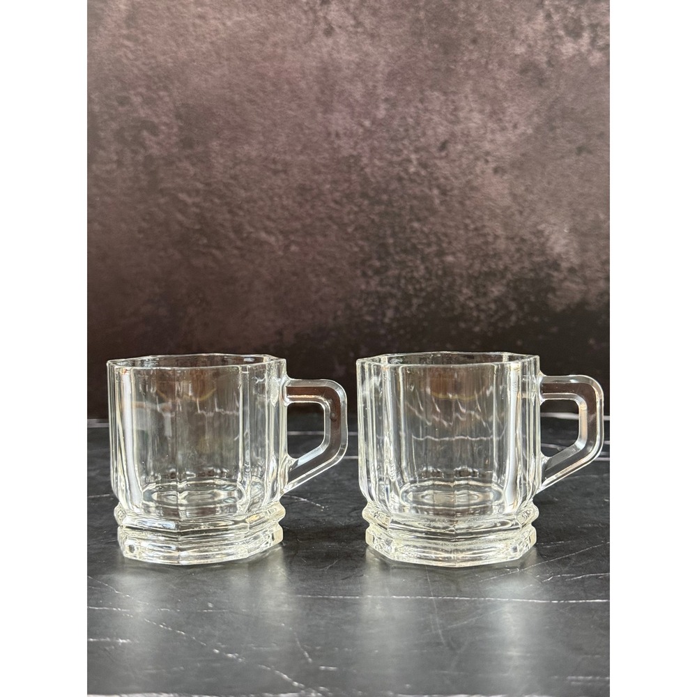 VTG PAIR (2) Crown Corning Octogonal Demitasse Espresso Mini Mugs 2.5in